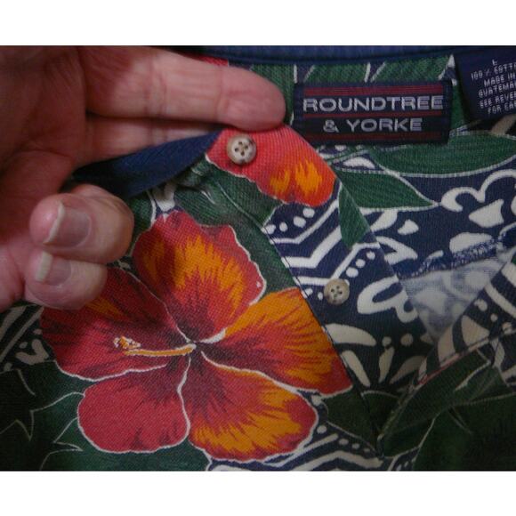 Mens Roundtree & Yorke Hawaii Style Polo Shirt sz L - Picture 4 of 6